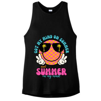 Got My Mind On Summer And Summer On My Mind Peace Smile Ladies PosiCharge Tri-Blend Wicking Tank