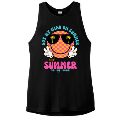 Got My Mind On Summer And Summer On My Mind Peace Smile Ladies PosiCharge Tri-Blend Wicking Tank