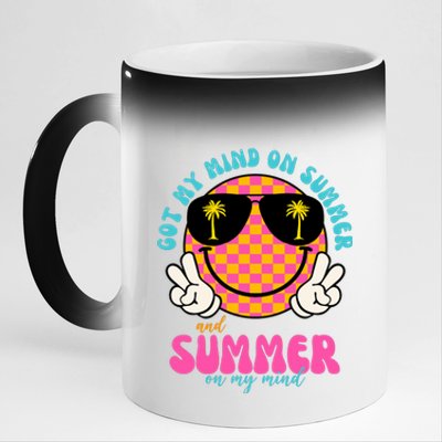 Got My Mind On Summer And Summer On My Mind Peace Smile 11oz Black Color Changing Mug