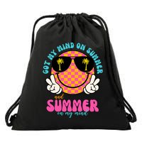 Got My Mind On Summer And Summer On My Mind Peace Smile Drawstring Bag