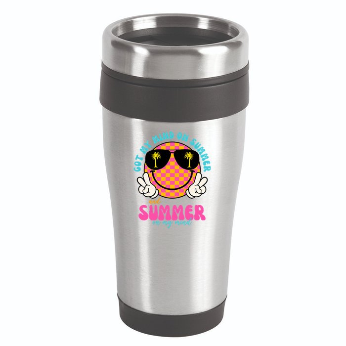 Got My Mind On Summer And Summer On My Mind Peace Smile 16oz Travel Tumbler