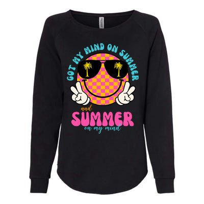 Got My Mind On Summer And Summer On My Mind Peace Smile Womens California Wash Sweatshirt