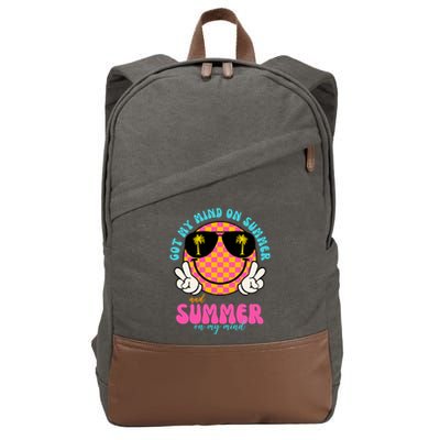 Got My Mind On Summer And Summer On My Mind Peace Smile Cotton Canvas Backpack