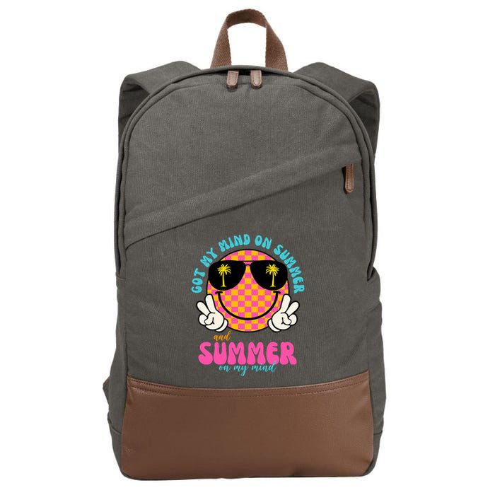 Got My Mind On Summer And Summer On My Mind Peace Smile Cotton Canvas Backpack