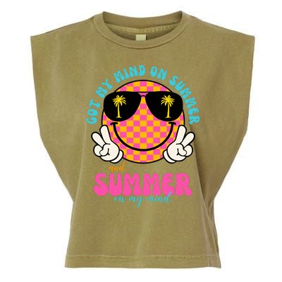 Got My Mind On Summer And Summer On My Mind Peace Smile Garment-Dyed Women's Muscle Tee