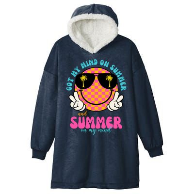 Got My Mind On Summer And Summer On My Mind Peace Smile Hooded Wearable Blanket