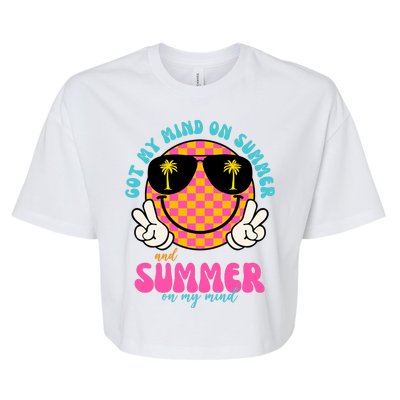 Got My Mind On Summer And Summer On My Mind Peace Smile Bella+Canvas Jersey Crop Tee