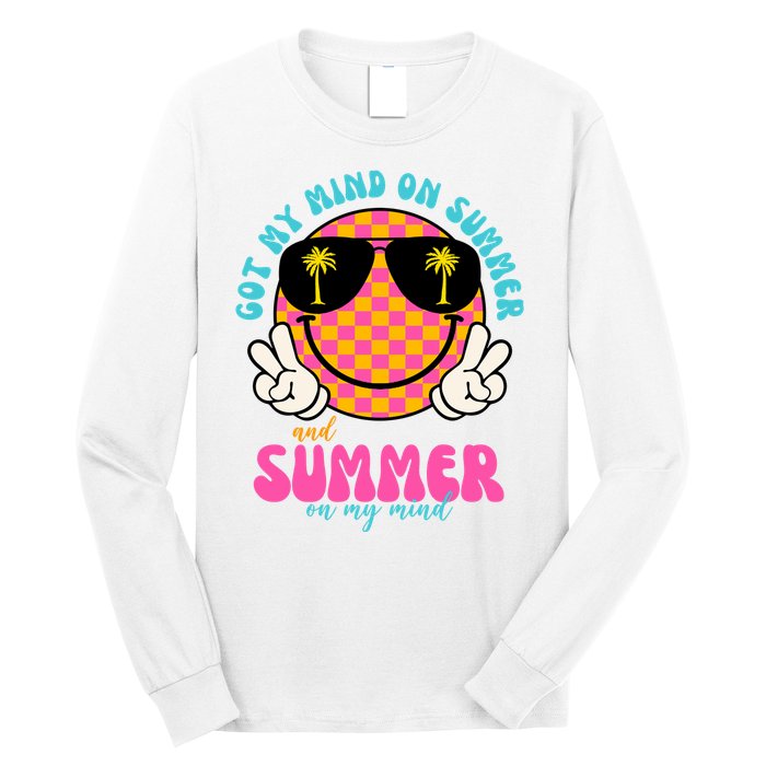 Got My Mind On Summer And Summer On My Mind Peace Smile Long Sleeve Shirt