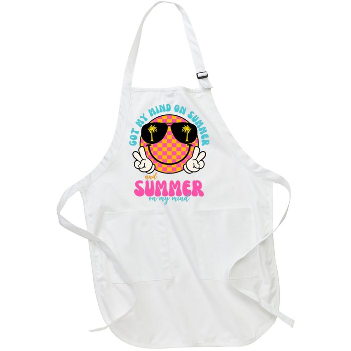 Got My Mind On Summer And Summer On My Mind Peace Smile Full-Length Apron With Pockets