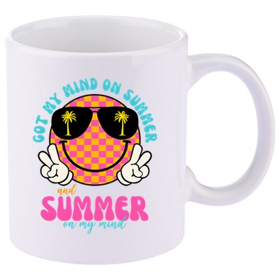 Got My Mind On Summer And Summer On My Mind Peace Smile 11oz C Handle Ceramic Mug