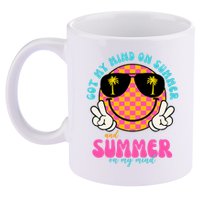 Got My Mind On Summer And Summer On My Mind Peace Smile 11oz C Handle Ceramic Mug