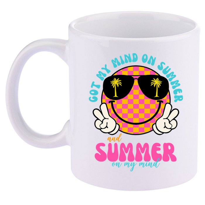 Got My Mind On Summer And Summer On My Mind Peace Smile 11oz C Handle Ceramic Mug