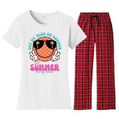 Got My Mind On Summer And Summer On My Mind Peace Smile Women's Flannel Pajama Set