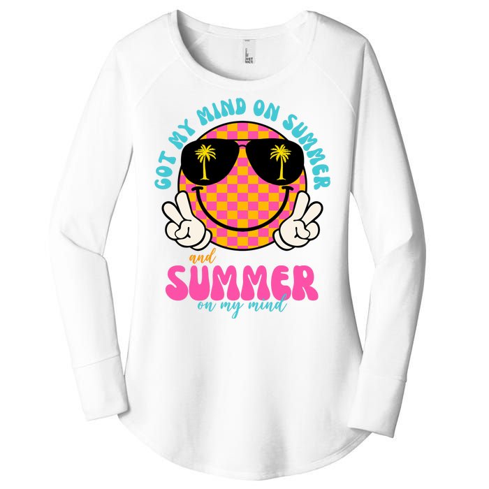 Got My Mind On Summer And Summer On My Mind Peace Smile Women's Perfect Tri Tunic Long Sleeve Shirt