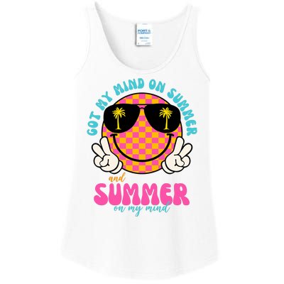 Got My Mind On Summer And Summer On My Mind Peace Smile Ladies Essential Tank