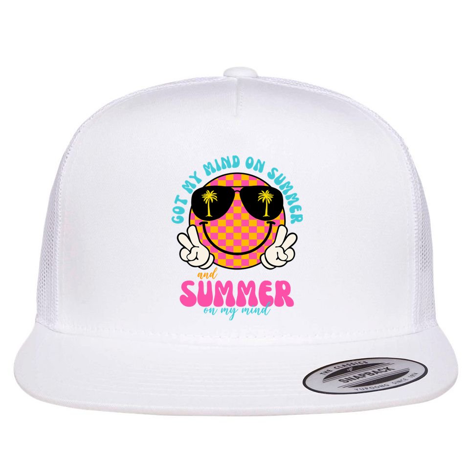 Got My Mind On Summer And Summer On My Mind Peace Smile Flatbill Hat