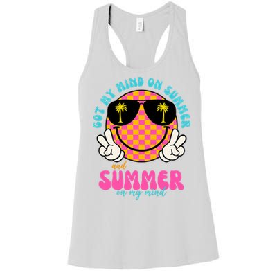 Got My Mind On Summer And Summer On My Mind Peace Smile Women's Racerback Tank