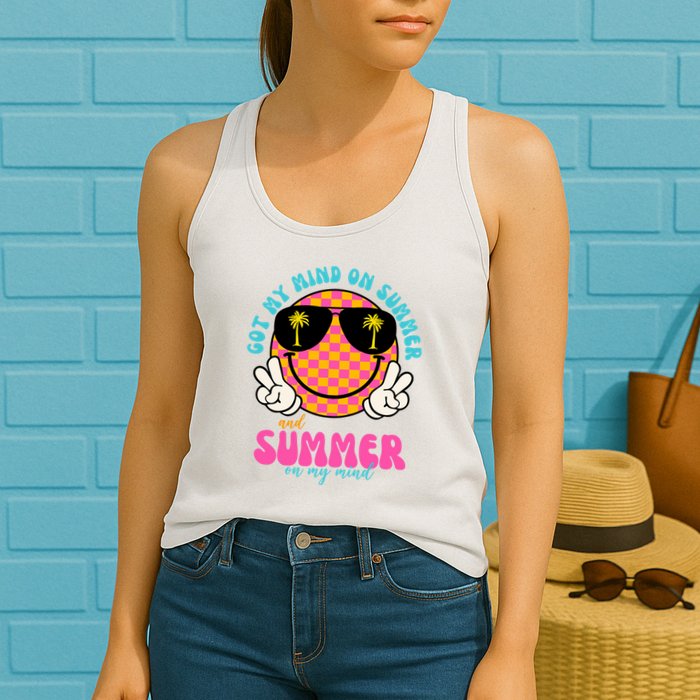 Got My Mind On Summer And Summer On My Mind Peace Smile Womens Tank Top