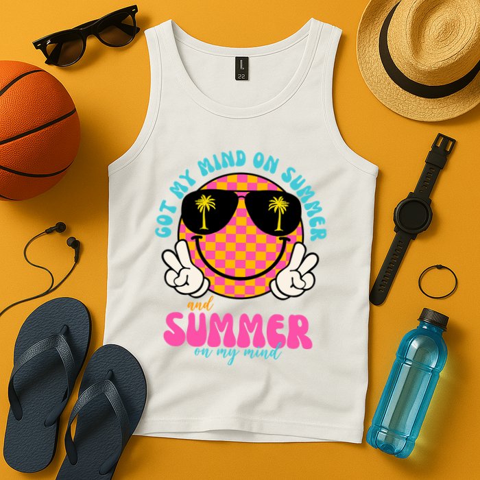 Got My Mind On Summer And Summer On My Mind Peace Smile Tank Top