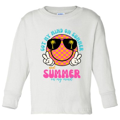 Got My Mind On Summer And Summer On My Mind Peace Smile Toddler Long Sleeve Shirt