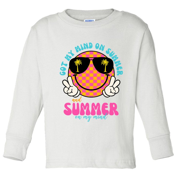 Got My Mind On Summer And Summer On My Mind Peace Smile Toddler Long Sleeve Shirt