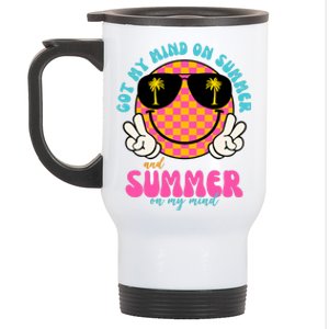 Got My Mind On Summer And Summer On My Mind Peace Smile Stainless Steel Travel Mug