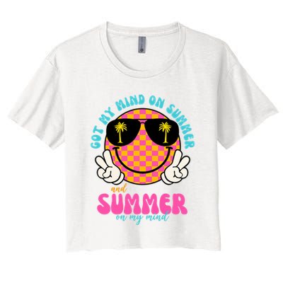 Got My Mind On Summer And Summer On My Mind Peace Smile Crop Top
