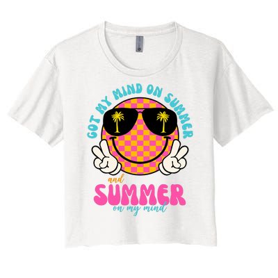 Got My Mind On Summer And Summer On My Mind Peace Smile Women's Crop Top Tee