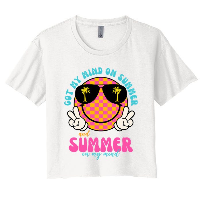 Got My Mind On Summer And Summer On My Mind Peace Smile Crop Top