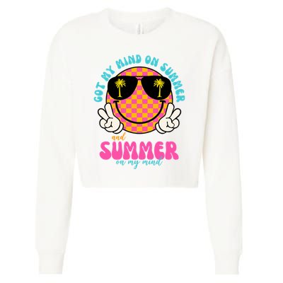 Got My Mind On Summer And Summer On My Mind Peace Smile Cropped Pullover Crew