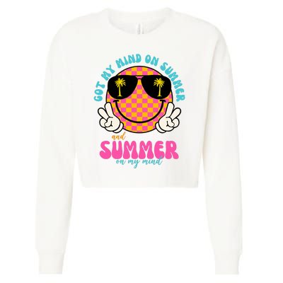 Got My Mind On Summer And Summer On My Mind Peace Smile Cropped Pullover Crew