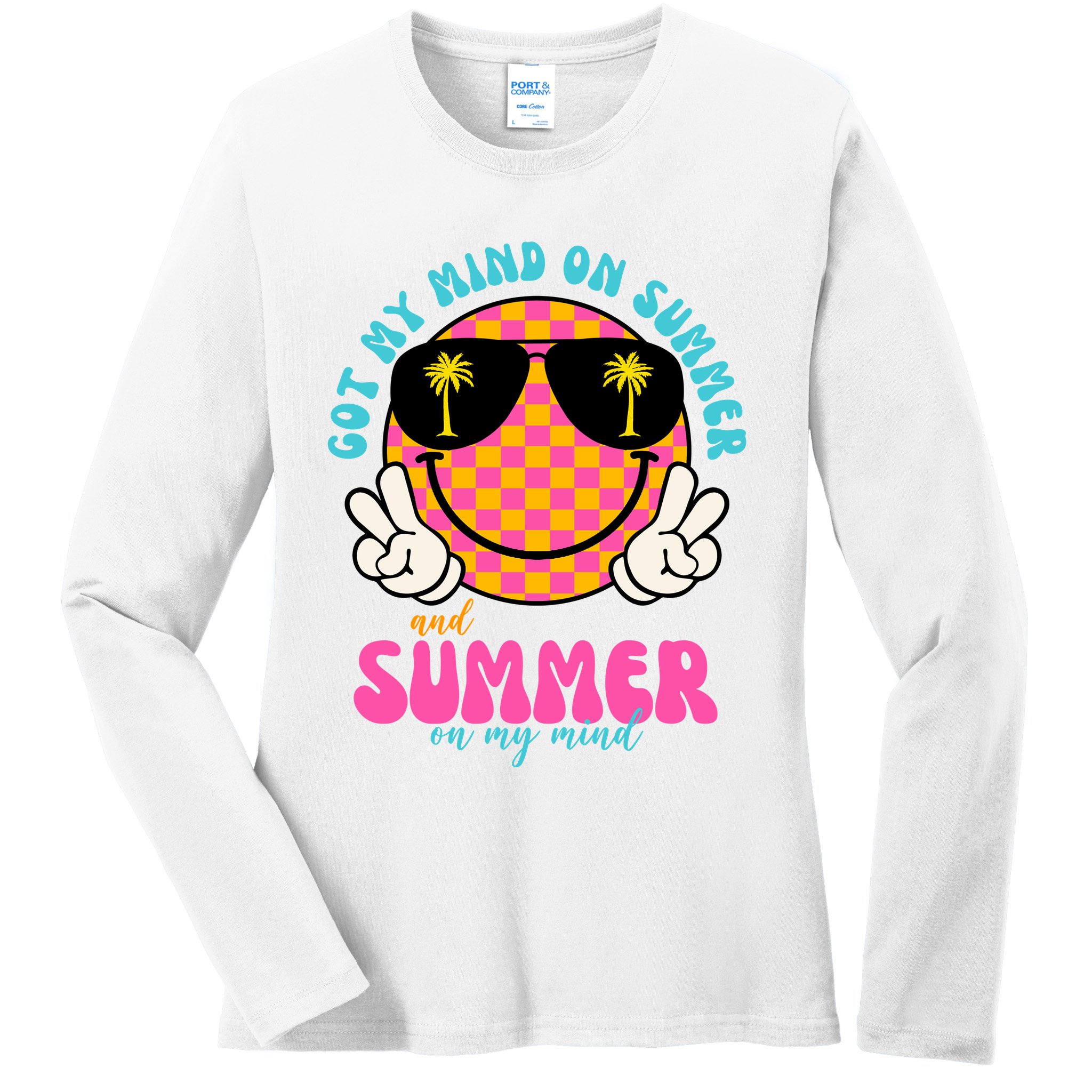 Got My Mind On Summer And Summer On My Mind Peace Smile Ladies Long Sleeve Shirt