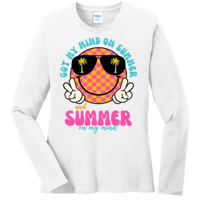 Got My Mind On Summer And Summer On My Mind Peace Smile Ladies Long Sleeve Shirt