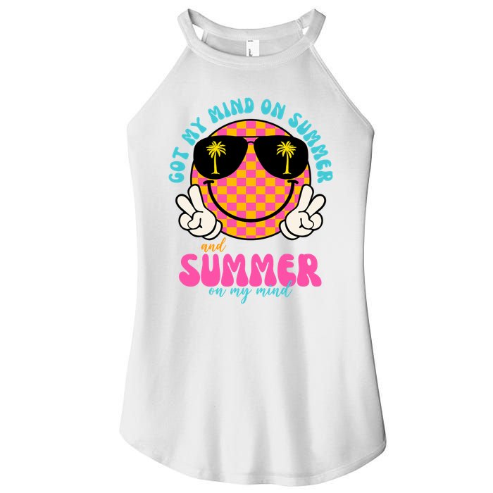Got My Mind On Summer And Summer On My Mind Peace Smile Women's Perfect Tri Rocker Tank