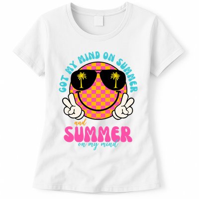 Got My Mind On Summer And Summer On My Mind Peace Smile Womens T-Shirt