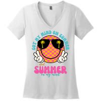 Got My Mind On Summer And Summer On My Mind Peace Smile Women's V-Neck T-Shirt