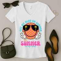 Got My Mind On Summer And Summer On My Mind Peace Smile Women's V-Neck T-Shirt