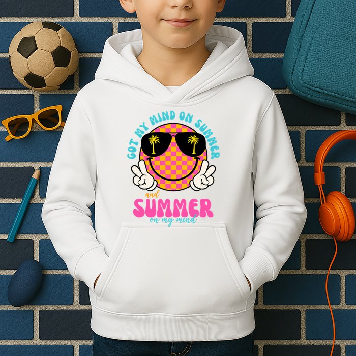 Got My Mind On Summer And Summer On My Mind Peace Smile Kids Hoodie
