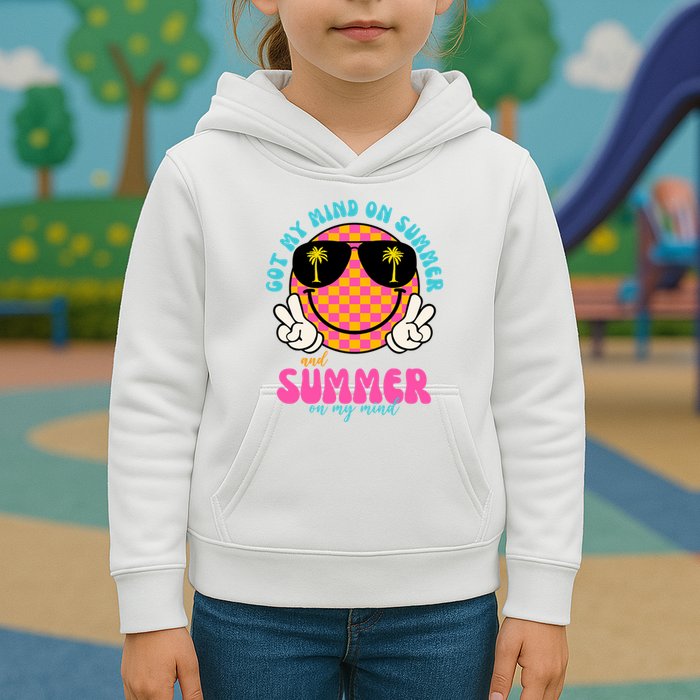 Got My Mind On Summer And Summer On My Mind Peace Smile Kids Hoodie