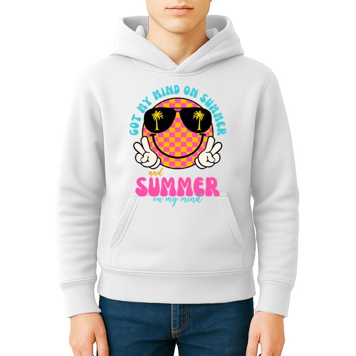 Got My Mind On Summer And Summer On My Mind Peace Smile Kids Hoodie