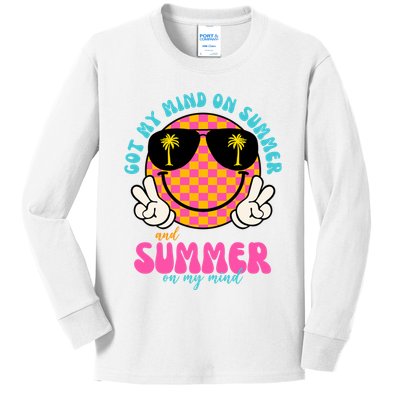 Got My Mind On Summer And Summer On My Mind Peace Smile Kids Long Sleeve Shirt