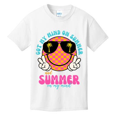 Got My Mind On Summer And Summer On My Mind Peace Smile Kids T-Shirt