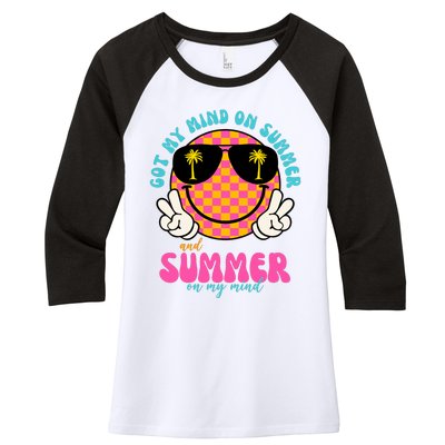 Got My Mind On Summer And Summer On My Mind Peace Smile Women's Tri-Blend 3/4-Sleeve Raglan Shirt