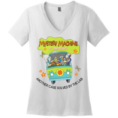 Groovy Mystery Machine Of Diagnostics Lab Tech Lab Week 2025 Women's V-Neck T-Shirt