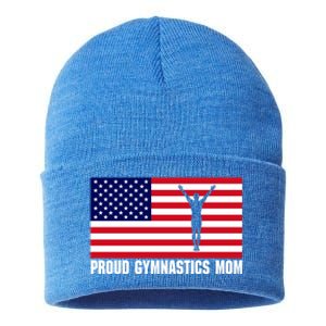 Gymnastics Mom (Male Gymnast And Usa Flag) Meaningful Gift Sustainable Knit Beanie