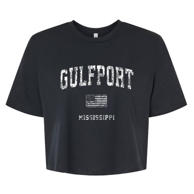 Gulfport Mississippi Ms Vintage American Flag Bella+Canvas Jersey Crop Tee