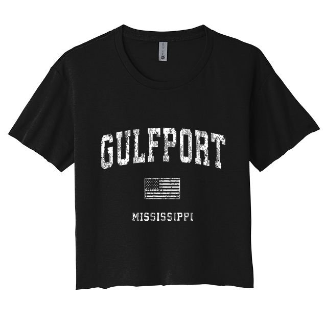 Gulfport Mississippi Ms Vintage American Flag Crop Top
