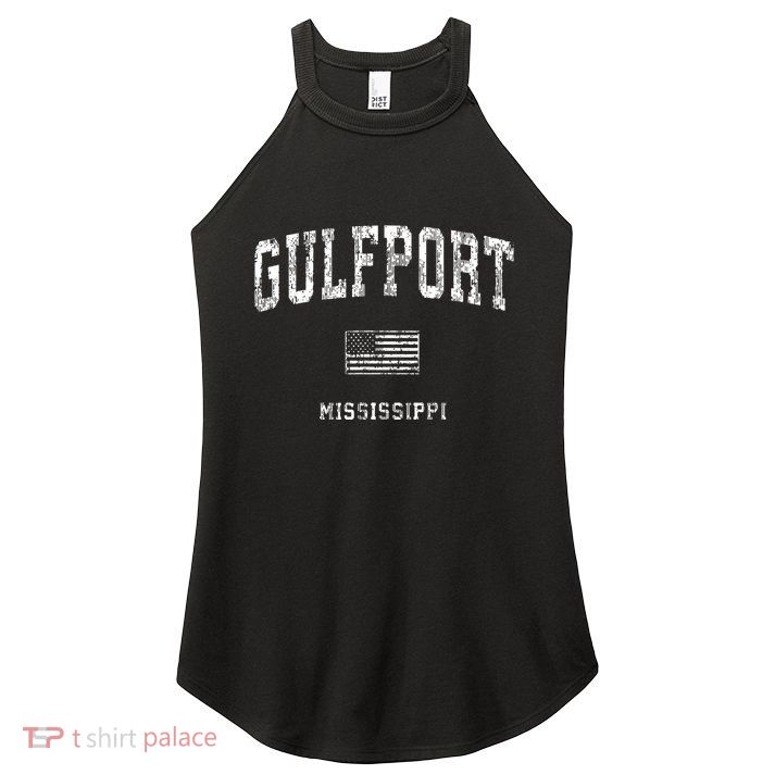 Gulfport Mississippi Ms Vintage American Flag Women's Perfect Tri Rocker Tank