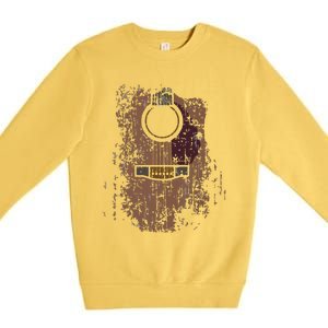 Guitar Music Musician Guitarist Distressed Acoustic Premium Crewneck Sweatshirt