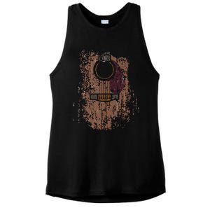 Guitar Music Musician Guitarist Distressed Acoustic Ladies PosiCharge Tri-Blend Wicking Tank